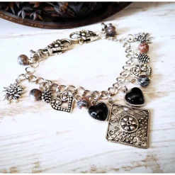 Charivari , Kette, Ohrringe fürs Dirndl, Dirnd- Schmuck, Glasherz