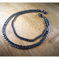 Charivari aus Edelstahl, Basiskette, Trachtenschmuck, 2reihig