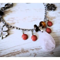 Charivari aus Edelstahl, Dirnd- Schmuck,Trachten, Rosenquarz und Tigerauge