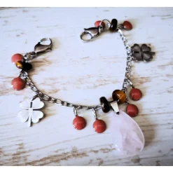 Charivari aus Edelstahl, Dirnd- Schmuck,Trachten, Rosenquarz und Tigerauge