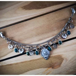 Charivari aus Edelstahl, Dirnd- Schmuck,Trachten, Jade grün