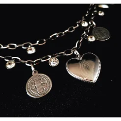 Charivari aus Edelstahl, Dirnd- Schmuck,,Trachten, Hochzeit, Strass