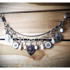 Charivari aus Edelstahl, Dirnd- Schmuck,Trachten, Jade weiss