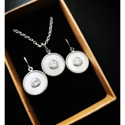 Charivari aus Edelstahl, Dirnd- Schmuck,Trachten, Jade weiss