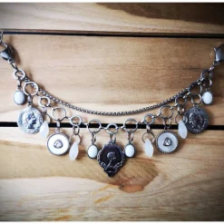 Charivari aus Edelstahl, Dirnd- Schmuck,Trachten, Jade weiss