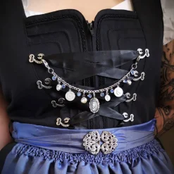 Charivari aus Edelstahl, Dirnd- Schmuck,Trachten, Löwe, Strass, blau -weiss