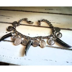 Charivari aus Edelstahl, Dirnd- Schmuck,Trachten, Hochzeit, Hämatit