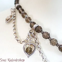 Charivari für den Hals - aufwändige Trachtenkette aus Rauchquarz und Silber