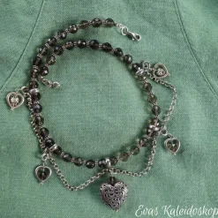 Charivari für den Hals - aufwändige Trachtenkette aus Rauchquarz und Silber