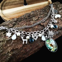 Charivari Kette fürs Dirndl,  Dirnd- Schmuck, Accessoire, Fest ,Trachten, Hochzeit, weiß-smaragd