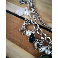 Charivari Kette fürs Dirndl,  Dirnd- Schmuck, Accessoire, Fest ,Trachten, Hochzeit, weiß-smaragd