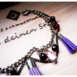 Charivari Kette fürs Dirndl,  Dirnd- Schmuck, Accessoire, Fest ,Trachten, Hochzeit, Quaste lila