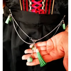 Charivari Kette fürs Dirndl,  Dirnd- Schmuck, Accessoire, Fest ,Trachten, Hochzeit, Quaste grün