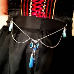 Charivari Kette fürs Dirndl,  Dirnd- Schmuck, Accessoire, Fest ,Trachten, Hochzeit, Quaste blau
