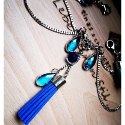 Charivari Kette fürs Dirndl,  Dirnd- Schmuck, Accessoire, Fest ,Trachten, Hochzeit, Quaste blau