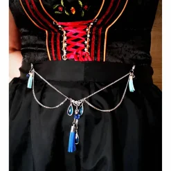 Charivari Kette fürs Dirndl,  Dirnd- Schmuck, Accessoire, Fest ,Trachten, Hochzeit, Quaste blau