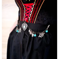 Charivari Kette fürs Dirndl,  Dirnd- Schmuck, Accessoire, Fest ,Trachten, Hochzeit, silber-türkis