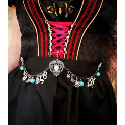 Charivari Kette fürs Dirndl,  Dirnd- Schmuck, Accessoire, Fest ,Trachten, Hochzeit, silber-türkis