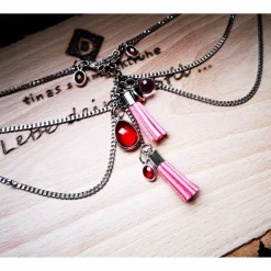 Charivari Kette fürs Dirndl,  Dirnd- Schmuck, Accessoire, Fest ,Trachten, Hochzeit, Quaste rosa