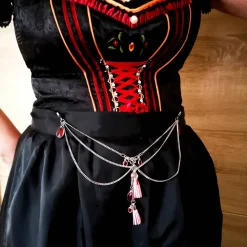 Charivari Kette fürs Dirndl,  Dirnd- Schmuck, Accessoire, Fest ,Trachten, Hochzeit, Quaste rosa