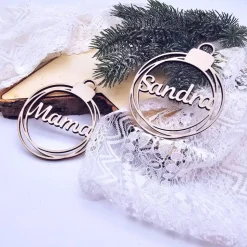 Christbaumkugel aus Holz personalisierbar | Geschenkanhänger Weihnachten | Weihnachtskugel personalisiert