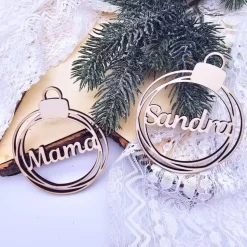 Christbaumkugel aus Holz personalisierbar | Geschenkanhänger Weihnachten | Weihnachtskugel personalisiert