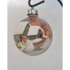 Christbaumkugel/ Weihnachtskugel aus Glas 6cm mit wunderschönem winterlichen Landschaftsmotiv