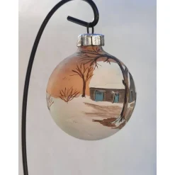 Christbaumkugel/ Weihnachtskugel aus Glas 6cm mit wunderschönem winterlichen Landschaftsmotiv