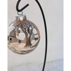 Christbaumkugel/ Weihnachtskugel aus Glas 6cm mit wunderschönem winterlichen Landschaftsmotiv