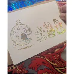 "Christbaumkugel" Weihnachtskarte, aufklappbar mit Umschlag | handgemalt oder foliert