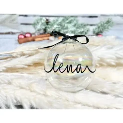 Christbaumkugeln / Weihnachtskugeln 8 cm personalisiert filigrane Kalligraphie Schrift