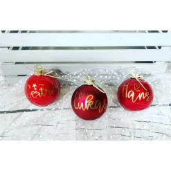 Christbaumkugeln / Weihnachtskugeln 8 cm personalisiert - mit Stern, Herz oder Pfotenherz über dem Namen