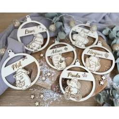 Christbaumkugeln personalisiert mit Namen / Weihnachtskugeln aus Holz / Weihnachtsgeschenk / Weihnachtsbaumschmuck