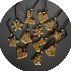 Christbaumschmuck 12 Anhänger Weihnachten | gold braun weiß | 5 -5,5 cm