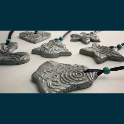 Christbaumschmuck 6 Anhänger Weihnachten | silber grau blau | 5 -5,5 cm