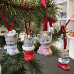 Christbaumschmuck - Süße Katzenbabys- Keramik Weihnachtsanhänger