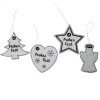 Christbaumschmuck 4er Set, Geschenkanhänger bestickt