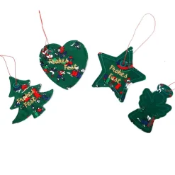 Christbaumschmuck 4er Set, Geschenkanhänger bestickt