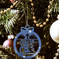Christbaumschmuck Personalisierbar - glitzer Weihnachtsschmuck mit Namen aus Acrylglas - Christbaumkugeln - Baum