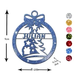 Christbaumschmuck Personalisierbar - glitzer Weihnachtsschmuck mit Namen aus Acrylglas - Christbaumkugeln - Baum