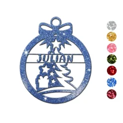 Christbaumschmuck Personalisierbar - glitzer Weihnachtsschmuck mit Namen aus Acrylglas - Christbaumkugeln - Baum