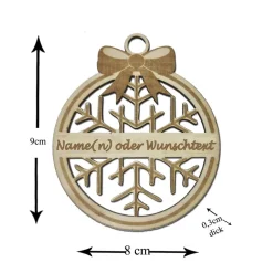 Christbaumschmuck Personalisierbar - Weihnachtsschmuck mit Namen aus Holz - Schneeflocke,Herz oder Weihnachtsbaum