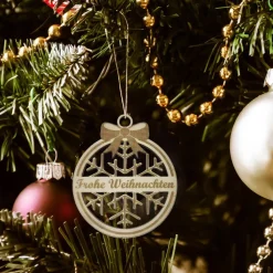 Christbaumschmuck Personalisierbar - Weihnachtsschmuck mit Namen aus Holz - Schneeflocke,Herz oder Weihnachtsbaum