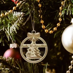 Christbaumschmuck Personalisierbar - Weihnachtsschmuck mit Namen aus Holz - Schneeflocke,Herz oder Weihnachtsbaum