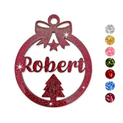 Christbaumschmuck Personalisierbar - glitzer Weihnachtsschmuck mit Namen - Acrylglas - Christbaumkugeln - Christbaum
