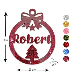 Christbaumschmuck Personalisierbar - glitzer Weihnachtsschmuck mit Namen - Acrylglas - Christbaumkugeln - Christbaum