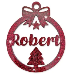 Christbaumschmuck Personalisierbar - glitzer Weihnachtsschmuck mit Namen - Acrylglas - Christbaumkugeln - Christbaum