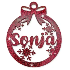 Christbaumschmuck Personalisierbar - glitzer Weihnachtsschmuck mit Namen - Acrylglas - Christbaumkugeln - Schneeflocken