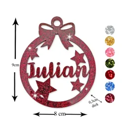 Christbaumschmuck Personalisierbar - glitzer Weihnachtsschmuck mit Namen - Acrylglas - Christbaumkugeln - Sterne