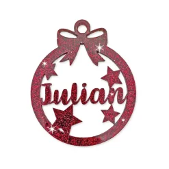 Christbaumschmuck Personalisierbar - glitzer Weihnachtsschmuck mit Namen - Acrylglas - Christbaumkugeln - Sterne
